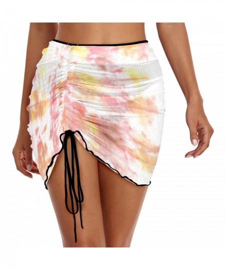 Womens Fashion Tie-Dye Printing Skirt High Waist Self-Tie Drawstring Skirts Holiday Vacation Beach Swimsuit Cover Ups $46.57 ...