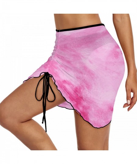 Womens Fashion Tie-Dye Printing Skirt High Waist Self-Tie Drawstring Skirts Holiday Vacation Beach Swimsuit Cover Ups $46.57 ...