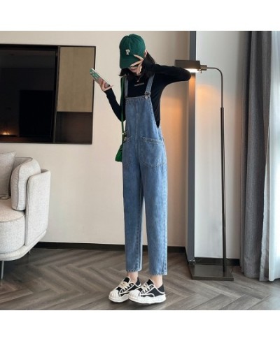 Women's denim overalls jeans autumn thin section 2023 age-reducing loose high-waisted straight tube show thin milk small man ...