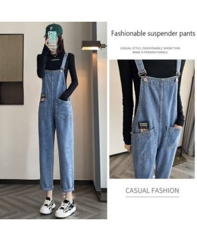 Women's denim overalls jeans autumn thin section 2023 age-reducing loose high-waisted straight tube show thin milk small man ...