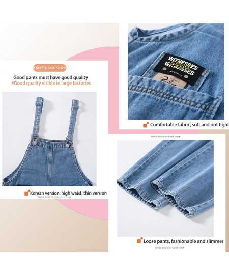 Women's denim overalls jeans autumn thin section 2023 age-reducing loose high-waisted straight tube show thin milk small man ...