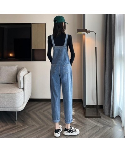 Women's denim overalls jeans autumn thin section 2023 age-reducing loose high-waisted straight tube show thin milk small man ...