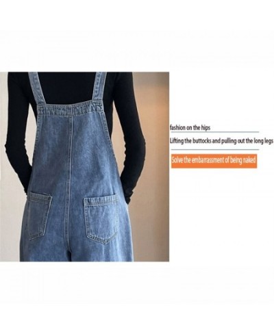 Women's denim overalls jeans autumn thin section 2023 age-reducing loose high-waisted straight tube show thin milk small man ...