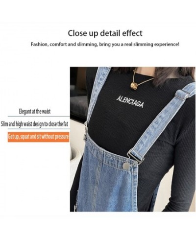 Women's denim overalls jeans autumn thin section 2023 age-reducing loose high-waisted straight tube show thin milk small man ...