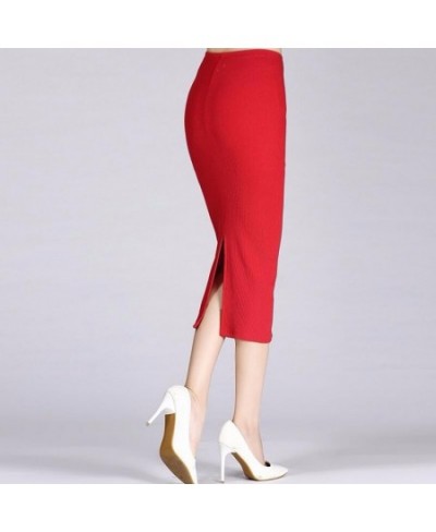 Summer Women Skirts 2022 Casual Mid-Calf Sexy Girls Pencil Skirt Slim Red Short Female Package Hip Skirts Femme Faldas Mujer ...