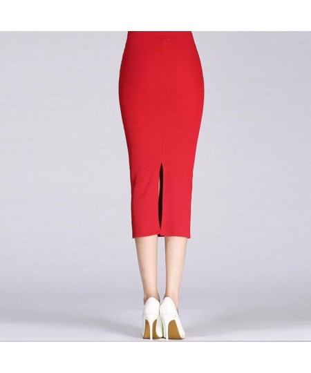 Summer Women Skirts 2022 Casual Mid-Calf Sexy Girls Pencil Skirt Slim Red Short Female Package Hip Skirts Femme Faldas Mujer ...