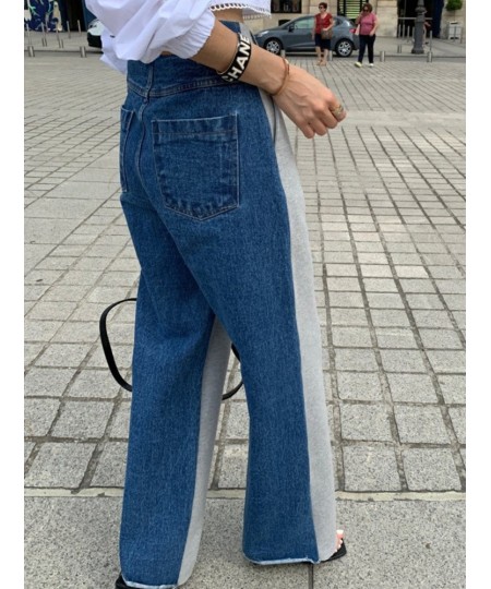 Hit Color Jeans Women High Waist Gradient Color Blue Denim Pants Female Streetwear Chic Mom Jeans Zipper Pocket Trousers $55....