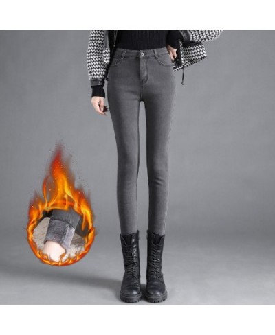 Winter Trousers Women Baggy Jeans Plush Thickened High Waist Button Straight Leg Black Jeans Y2k Capri Pants $58.98 - Jeans