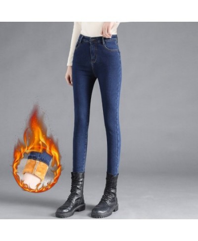 Winter Trousers Women Baggy Jeans Plush Thickened High Waist Button Straight Leg Black Jeans Y2k Capri Pants $58.98 - Jeans