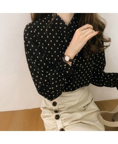 Women's Long Sleeve Loose Casual Polka Dot Striped Floral Office Blouse Shirt Tops $36.30 - Blouses & Shirts