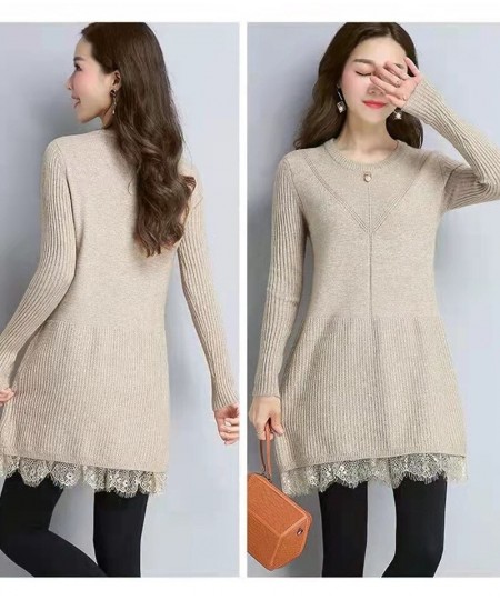 Women's Sweater Loose Thick 2022 Spring Autumn Outer Wear Knitted Bottoming Shirt Female Long Pullover Sweaters Dress $36.44 ...