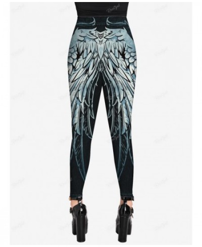 Plus Size Leggings Women High Waist Gothic 3D Wing Jean Printed Tight Pants Streetwear Size Too Large Trousers Mujer 5XL $30....