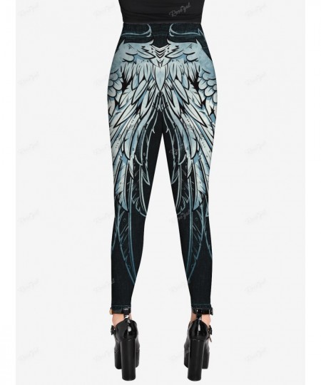 Plus Size Leggings Women High Waist Gothic 3D Wing Jean Printed Tight Pants Streetwear Size Too Large Trousers Mujer 5XL $30....