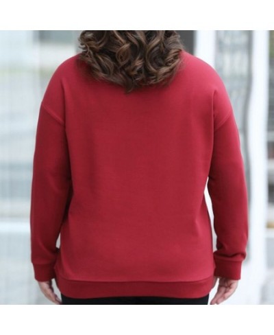 Fashion Loose Pullover T-Shirt Spring Autumn Casual Five-pointed Star Print Long Sleeve Black Red Women's Top $43.94 - Plus S...