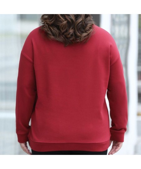 Fashion Loose Pullover T-Shirt Spring Autumn Casual Five-pointed Star Print Long Sleeve Black Red Women's Top $43.94 - Plus S...