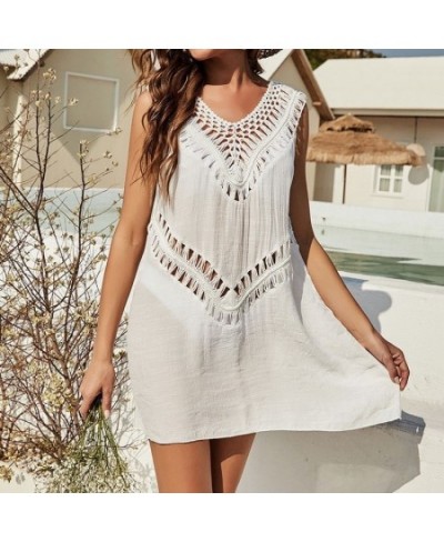 Sexy Hollow Out Beach Dress Tunic Robe See Through Hollow Out Anti UV Cover Up Swimwear Beach Dress Female Bathing Vestidos $...