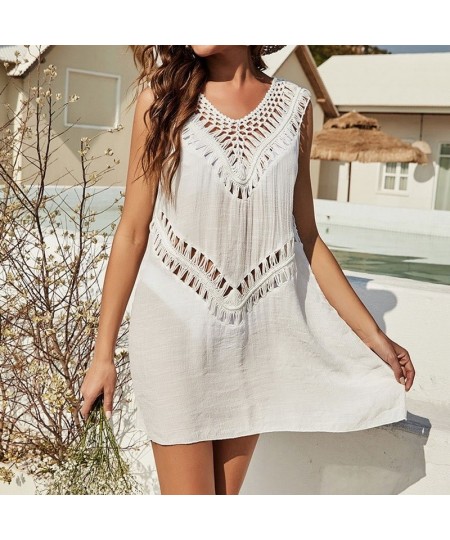 Sexy Hollow Out Beach Dress Tunic Robe See Through Hollow Out Anti UV Cover Up Swimwear Beach Dress Female Bathing Vestidos $...