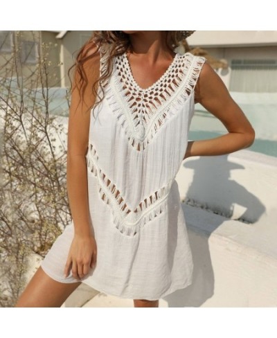 Sexy Hollow Out Beach Dress Tunic Robe See Through Hollow Out Anti UV Cover Up Swimwear Beach Dress Female Bathing Vestidos $...