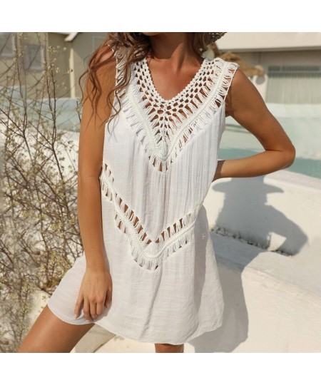 Sexy Hollow Out Beach Dress Tunic Robe See Through Hollow Out Anti UV Cover Up Swimwear Beach Dress Female Bathing Vestidos $...