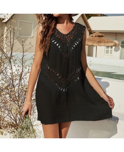 Sexy Hollow Out Beach Dress Tunic Robe See Through Hollow Out Anti UV Cover Up Swimwear Beach Dress Female Bathing Vestidos $...