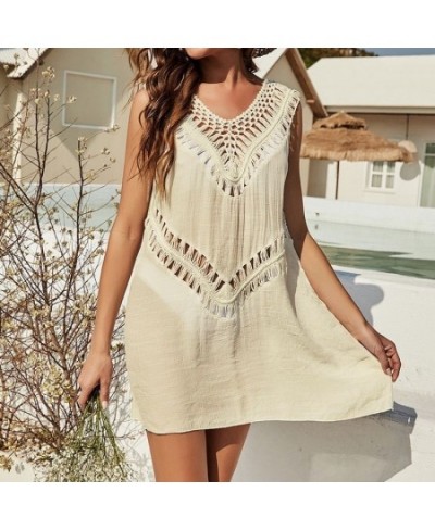 Sexy Hollow Out Beach Dress Tunic Robe See Through Hollow Out Anti UV Cover Up Swimwear Beach Dress Female Bathing Vestidos $...