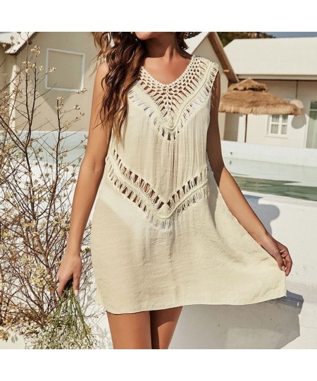 Sexy Hollow Out Beach Dress Tunic Robe See Through Hollow Out Anti UV Cover Up Swimwear Beach Dress Female Bathing Vestidos $...