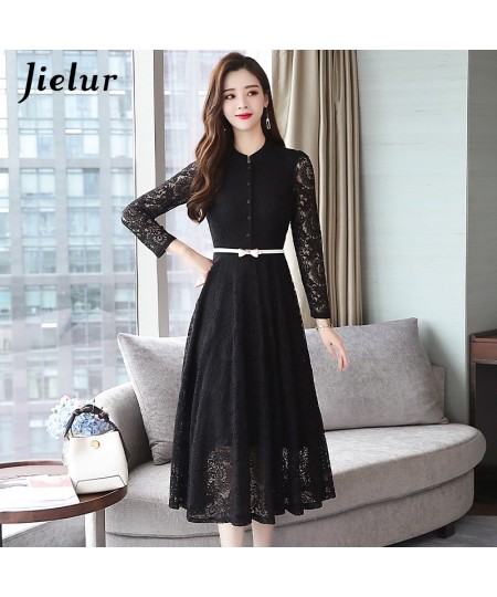 New Elegant Lace Dress Women Korean Slim O-neck Office Lady Trumpet Dress Long Sleeve Autumn Fashion Sexy Dresses M-3XL $52.0...