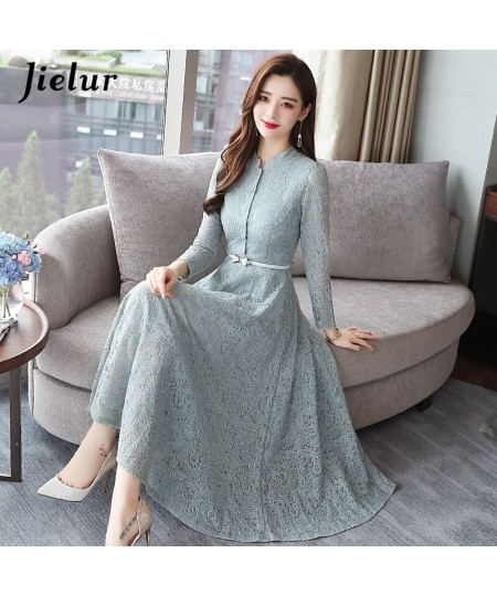 New Elegant Lace Dress Women Korean Slim O-neck Office Lady Trumpet Dress Long Sleeve Autumn Fashion Sexy Dresses M-3XL $52.0...