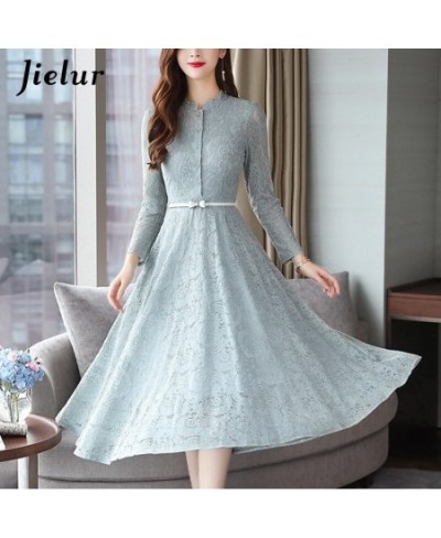 New Elegant Lace Dress Women Korean Slim O-neck Office Lady Trumpet Dress Long Sleeve Autumn Fashion Sexy Dresses M-3XL $52.0...