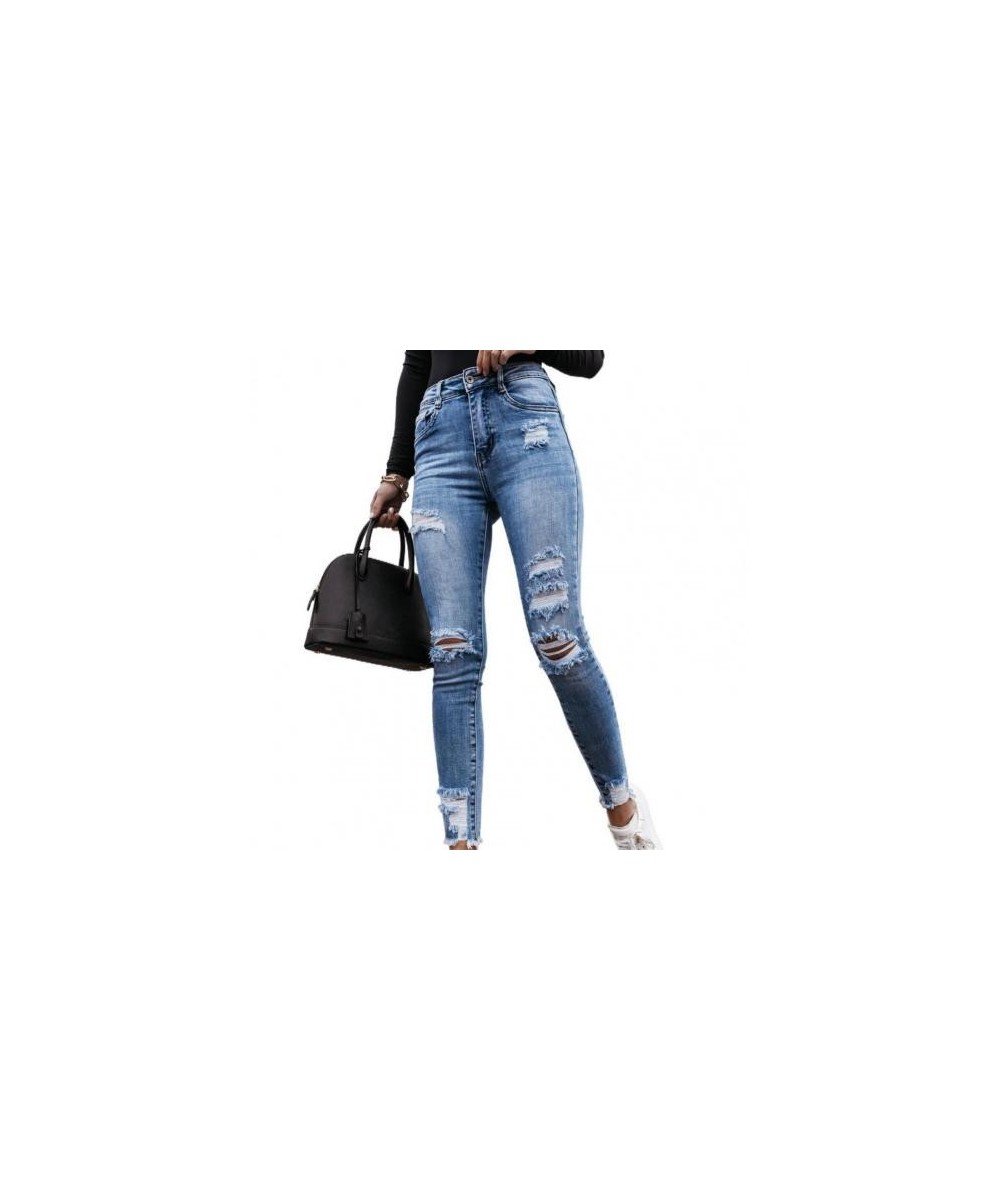 2023 Summer Vintage Long Pants Sexy Slim Ripped Hole High Waist Cowboy Denim Trousers Skinny Women Jeans Daily Life Pencil $4...