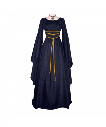 Maxi Dress Medieval Retro Gothic Gown Dresses For Women 2022 Long Sleeve Lace Up Cosplay Evening Party Prom Dress robe femme ...