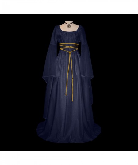 Maxi Dress Medieval Retro Gothic Gown Dresses For Women 2022 Long Sleeve Lace Up Cosplay Evening Party Prom Dress robe femme ...