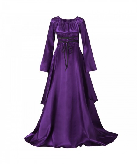 Maxi Dress Medieval Retro Gothic Gown Dresses For Women 2022 Long Sleeve Lace Up Cosplay Evening Party Prom Dress robe femme ...