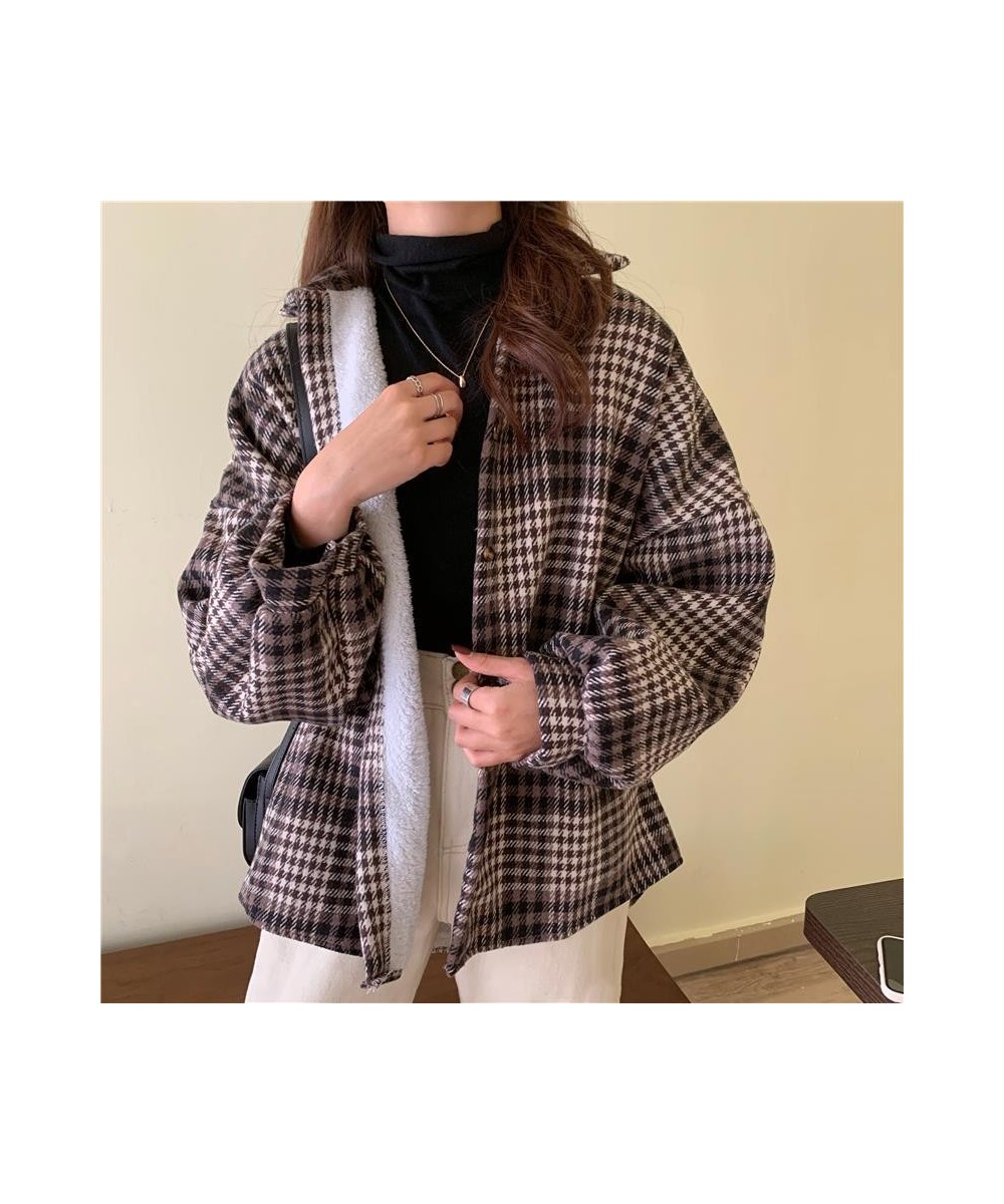 Vintage Harajuku Thick Plush Warm Plaid Shirts Women Autumn Winter Loose Long Sleeve Casual Blouse Korean Y2k Tops New $35.95...