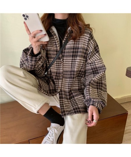 Vintage Harajuku Thick Plush Warm Plaid Shirts Women Autumn Winter Loose Long Sleeve Casual Blouse Korean Y2k Tops New $35.95...