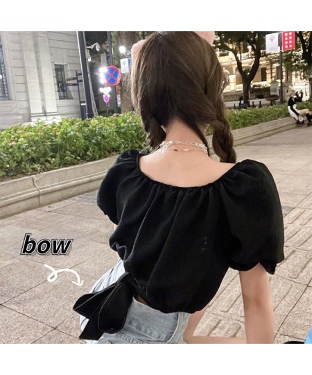 Blouses Women Back-bow Summer Friends Casual Fit Mujer Ropa Cropped Female Basic Blusas High Street College Student Daily $22...