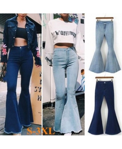 Denim Flared Pants Women Vintage Bell Bottom Jeans Plus Size Warm Autumn Wide Leg Trousers Female Pant Flare Jeans $38.87 - J...