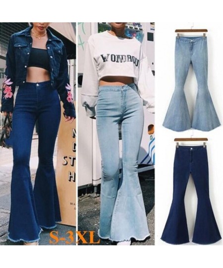 Denim Flared Pants Women Vintage Bell Bottom Jeans Plus Size Warm Autumn Wide Leg Trousers Female Pant Flare Jeans $38.87 - J...