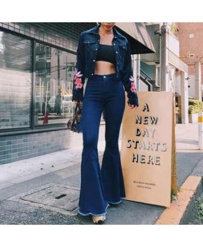 Denim Flared Pants Women Vintage Bell Bottom Jeans Plus Size Warm Autumn Wide Leg Trousers Female Pant Flare Jeans $38.87 - J...