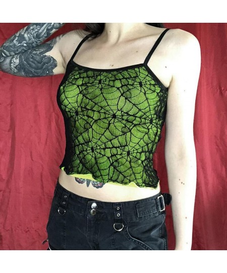 Y2K Gothic Spider Web Lace Corset Crop Top Vintage Sexy Backless Sleeveless Camis Tank Tops Grunge Women Clothing Streetwear ...