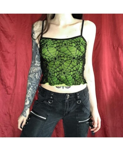 Y2K Gothic Spider Web Lace Corset Crop Top Vintage Sexy Backless Sleeveless Camis Tank Tops Grunge Women Clothing Streetwear ...