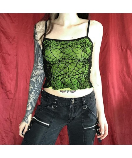 Y2K Gothic Spider Web Lace Corset Crop Top Vintage Sexy Backless Sleeveless Camis Tank Tops Grunge Women Clothing Streetwear ...