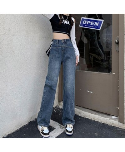 High Waisted Jeans for Women 2022 Fashion Vintage Streetwear Mom Jeans Wide Leg Jeans Straight Full Length Y2k Pants $55.82 -...