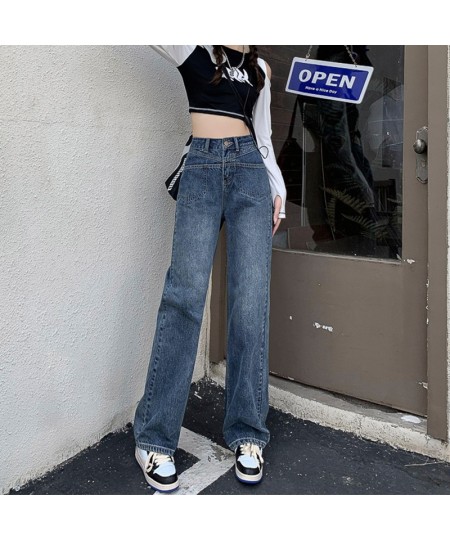 High Waisted Jeans for Women 2022 Fashion Vintage Streetwear Mom Jeans Wide Leg Jeans Straight Full Length Y2k Pants $55.82 -...