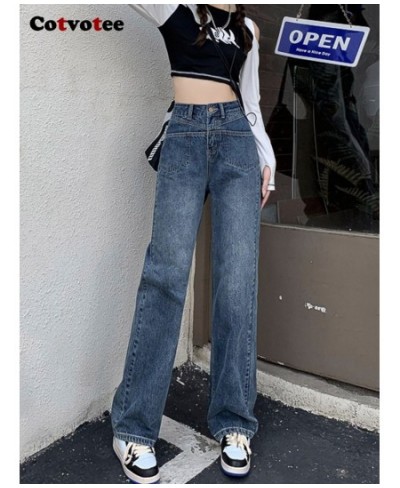 High Waisted Jeans for Women 2022 Fashion Vintage Streetwear Mom Jeans Wide Leg Jeans Straight Full Length Y2k Pants $55.82 -...