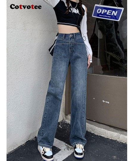 High Waisted Jeans for Women 2022 Fashion Vintage Streetwear Mom Jeans Wide Leg Jeans Straight Full Length Y2k Pants $55.82 -...