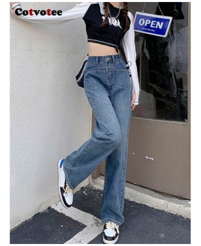 High Waisted Jeans for Women 2022 Fashion Vintage Streetwear Mom Jeans Wide Leg Jeans Straight Full Length Y2k Pants $55.82 -...