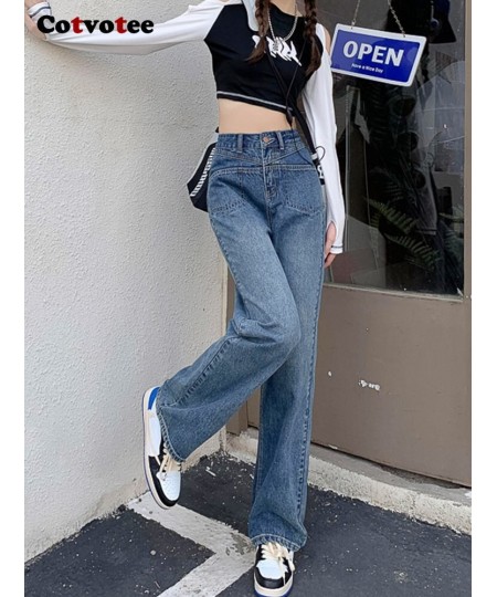 High Waisted Jeans for Women 2022 Fashion Vintage Streetwear Mom Jeans Wide Leg Jeans Straight Full Length Y2k Pants $55.82 -...