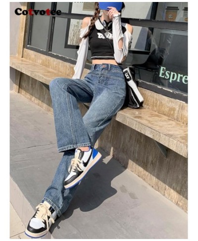 High Waisted Jeans for Women 2022 Fashion Vintage Streetwear Mom Jeans Wide Leg Jeans Straight Full Length Y2k Pants $55.82 -...