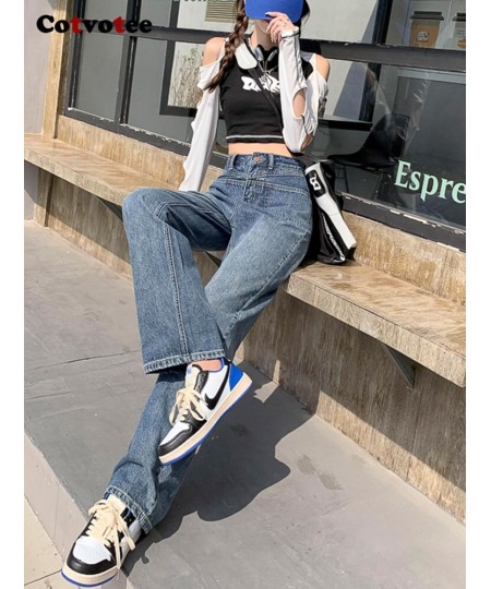 High Waisted Jeans for Women 2022 Fashion Vintage Streetwear Mom Jeans Wide Leg Jeans Straight Full Length Y2k Pants $55.82 -...